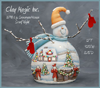 Lg. Snowman with House Scarf Right